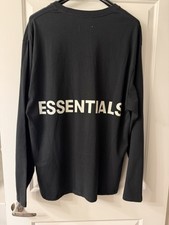 FOG Fear Of God Essentials Logo Long Sleeve Boxy Tee FW18 Black Large 2018 Back