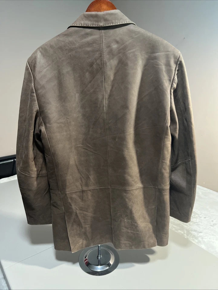 VTG J FERRAR MENS NAPPA LEATHER BLAZER JACKET-TAUPE BROWN COWHIDE SIZE M/M - Image 4 of 4