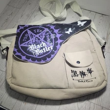 Anime Black Butler Shoulder Bag Canvas School Bag Messenger Satchel Phone Pocket