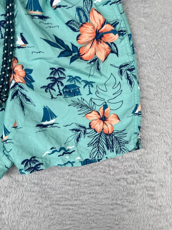 Bañador Merona Adulto Pequeño Azul Hawaiano Velero Floral Forrado Poliéster Foto 2 de 4