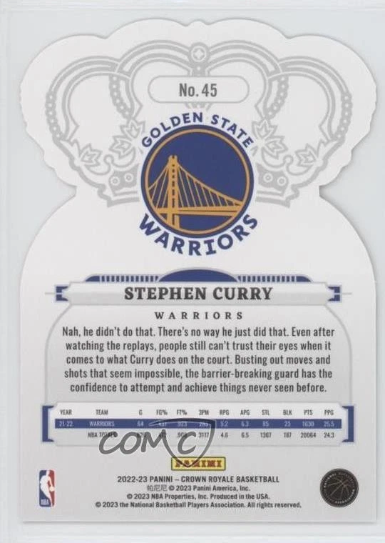 2022-23 Panini Crown Royale Crystal Stephen Curry #45 - Image 2 of 2
