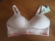 Image of CALVIN KLEIN PALE PINK PADDED NON WIRED BRA SIZE L NEW W/TAGS