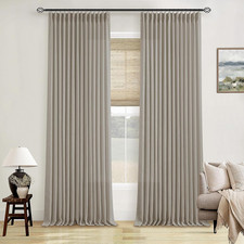 90" Dark Taupe Pinch Pleat Linen Curtains 2 Panel Set for Living Room