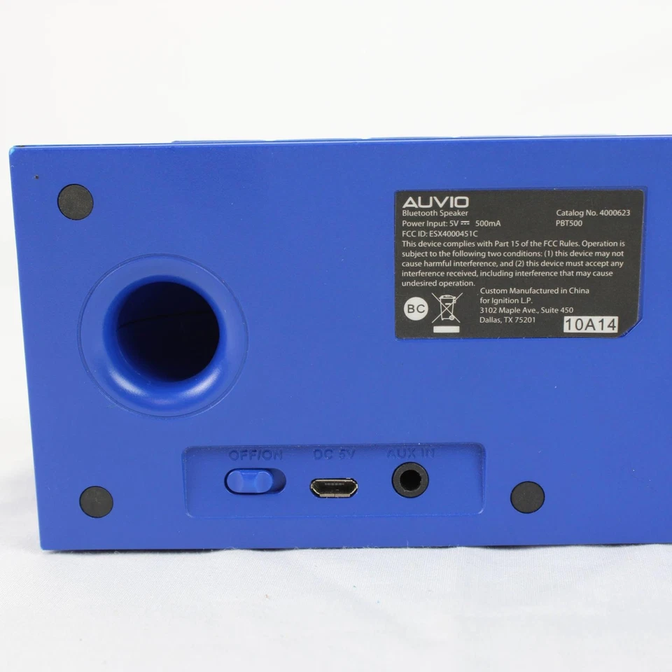 Altavoz doméstico Auvio Bluetooth con entrada auxiliar portátil inalámbrico azul Foto 4 de 4