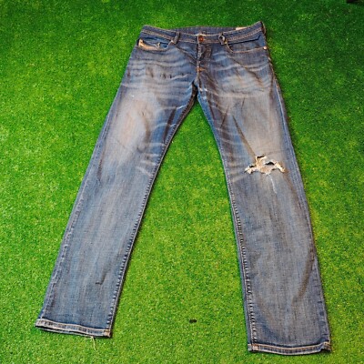 Diesel Buster Jeans Herren 34x32 Button Regular Slim-Tapered Distress Whiskering