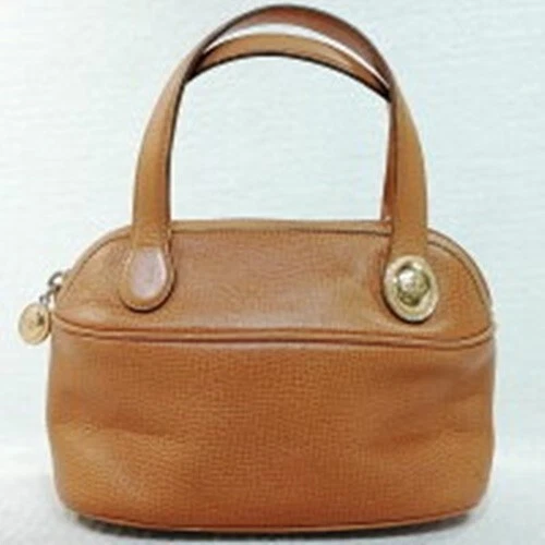 Mini sac à main fourre tout Christian Dior ovale logo plaque cuir marron