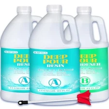 Deep Pour Epoxy Resin 1.5 Gallon 2-4" Inch Pour Depth Low Viscosity Crystal 