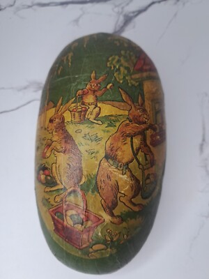 Vintage Easter Egg Candy Container  Birds Papier Maché Germany     Top 1/2 Only