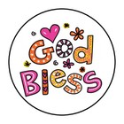 30 God Bless Envelope Seals Labels Stickers 1.5" Round Gifts Religious Hearts