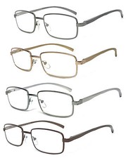Premium Quality Retro Rectangle Metal Frame Reading Glasses Spring Hinge Temple