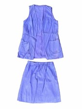 Vintage 1970s Two Piece Set Mini Skirt And Long Vest Purple Hippy Festival XS