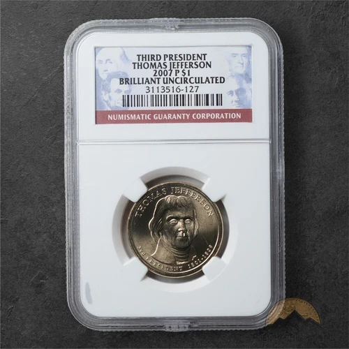 2007-P Thomas Jefferson Presidential Dollar $1 - NGC BU - Philadelphia