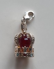 TRUTH sterling silver PK 925 Lobster Clip regal Cz crown bracelet charm