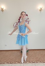 Professional Blue Cupid Flower Fairy Ballet Chiffon Dance Dress Small Adult
