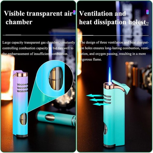Windproof Torch Gas Lighter Blue Fire Turbo Butane Refillable Jet Flame Lighter - Picture 4 of 19