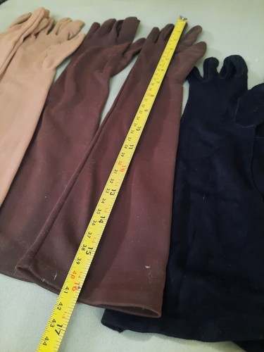 Paket 3 mittellange Nylonhandschuhe Damen Vintage. Abendkostüm elegantes Kleid - Bild 3 von 4