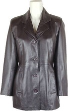 Unicorn Women Classic Suit Blazer Genuine Leather Jacket Brown #az