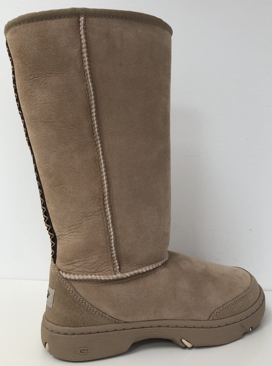 New UGG Women US Ultimate Tall Braid Sheepskin Boots Beige ONLY ONE RIGHT  BOOT