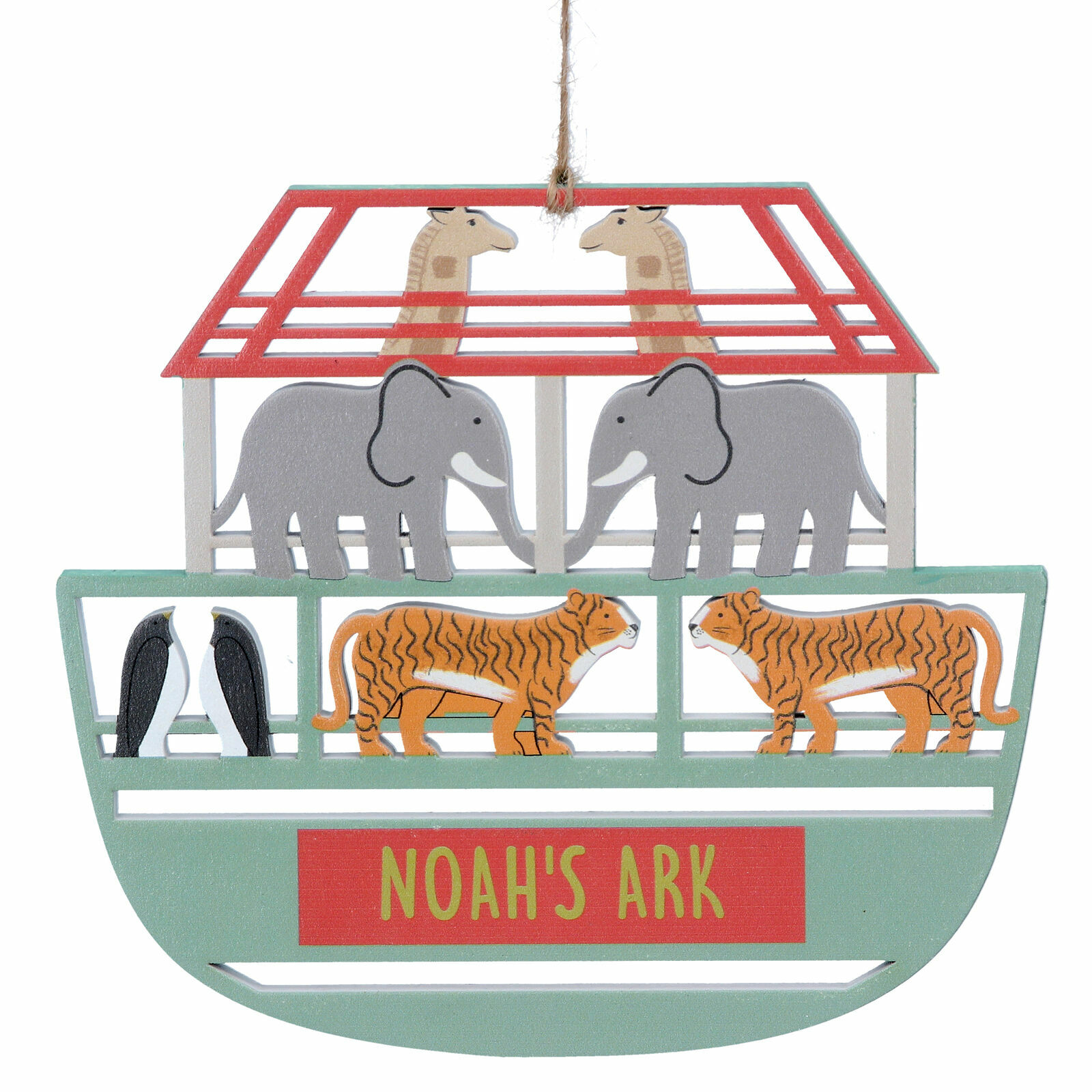 Gisela Graham Hanging Noah's Ark Wood Fretwork Nursery Christmas Decoration 14cm