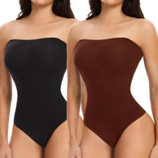 Women's Strapless Bodysuit Firm Tummy Control Full Body Shaper Thong Shapewear