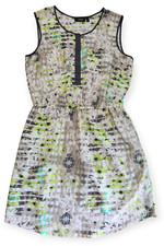 Apt. 9 Dress Womens Medium Brown Green White Sleeveless Knee Length Light Weight