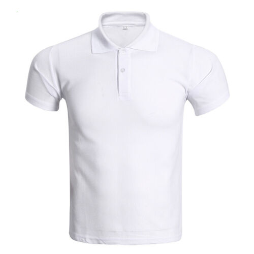 Unisex Polo T-Shirt Polyester Plain White Tee Sublimation Heat Transfer Blank - Picture 3 of 6