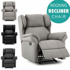 Oakford Bonded Leather Manual Recliner Rocking Chair