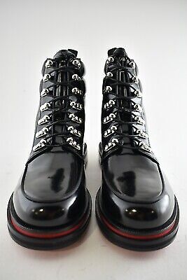 Christian Louboutin Mens Alopista Flat Black Leather Combat Lace Up Boot 45 12 Leather boots Christian Louboutin Black size 12 US in  main image 4