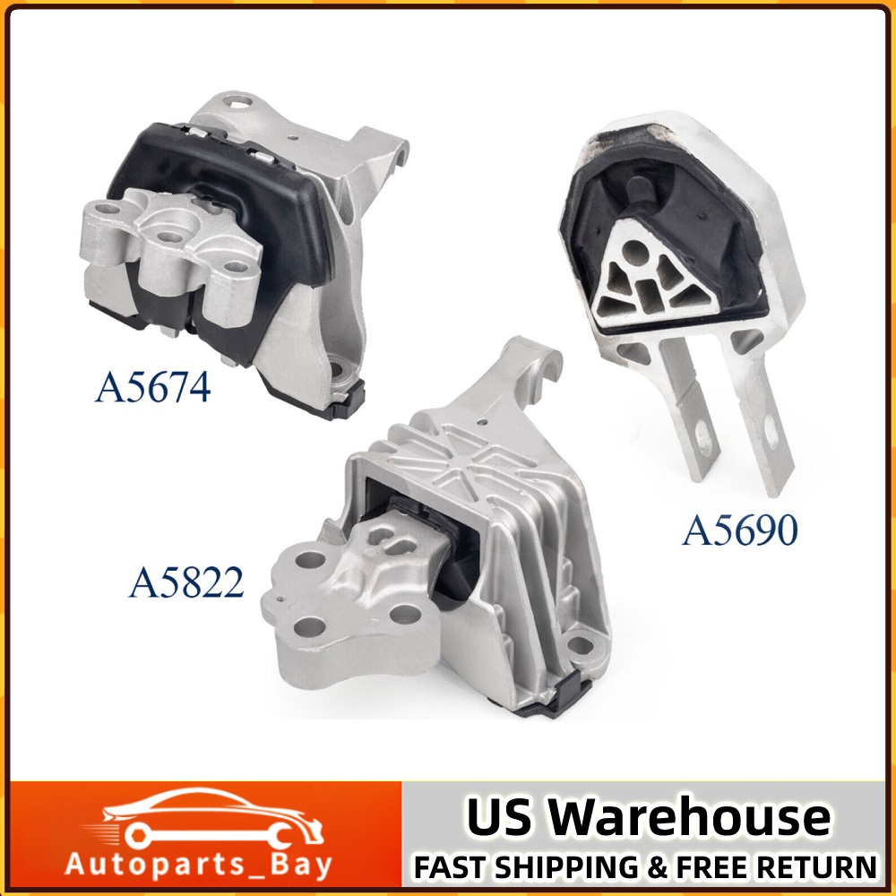 Set of 3 Engine Motor & Transmission Mount fit 2013-2016 Dodge Dart l4 2.0L 2.4L