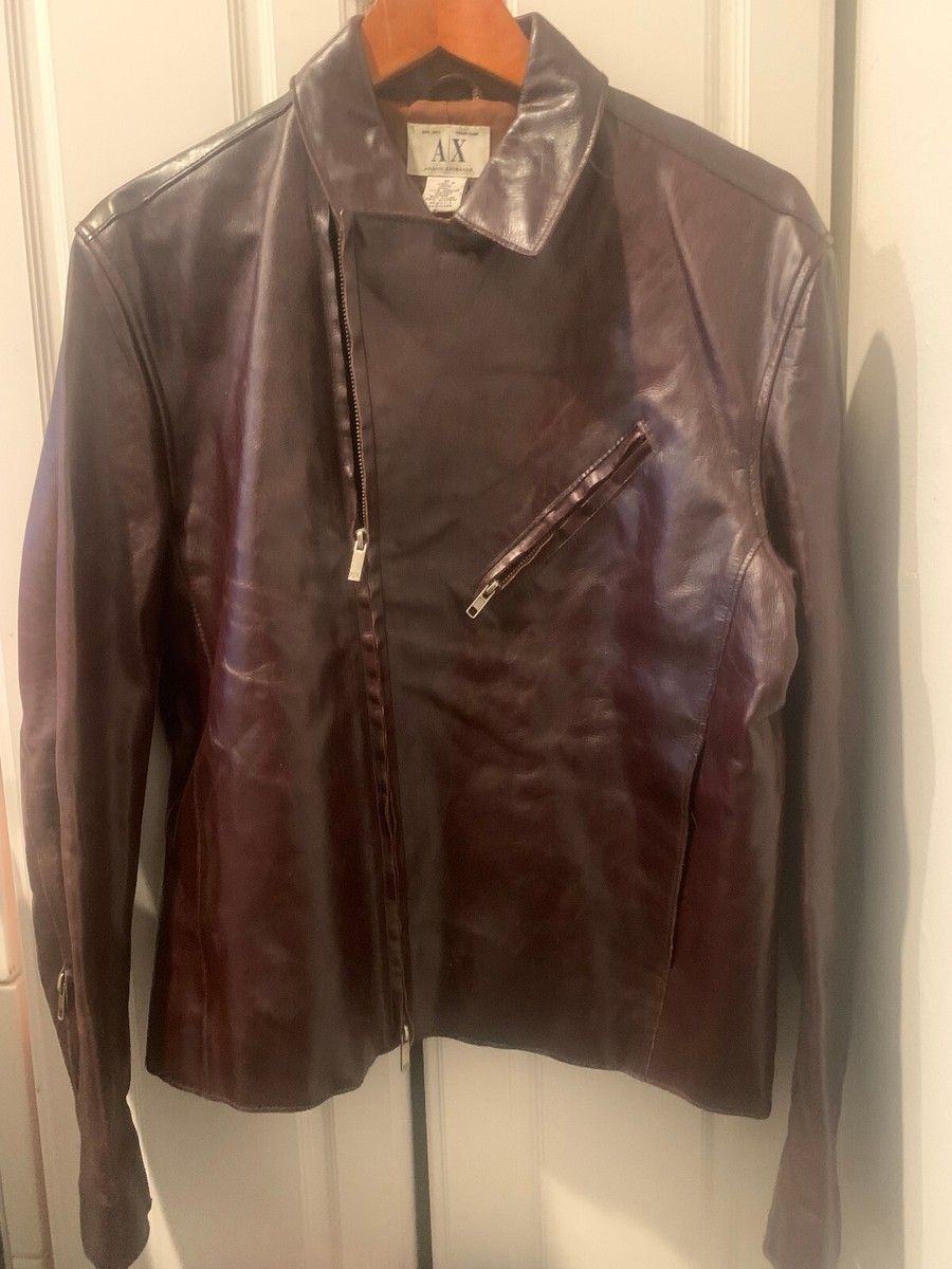ジャケット・アウター archive ARMANI EXCHANGE Leather Jacket A/X ARMANI EXCHANGE Black Lamb Leather Jacket Men's Medium | eBay