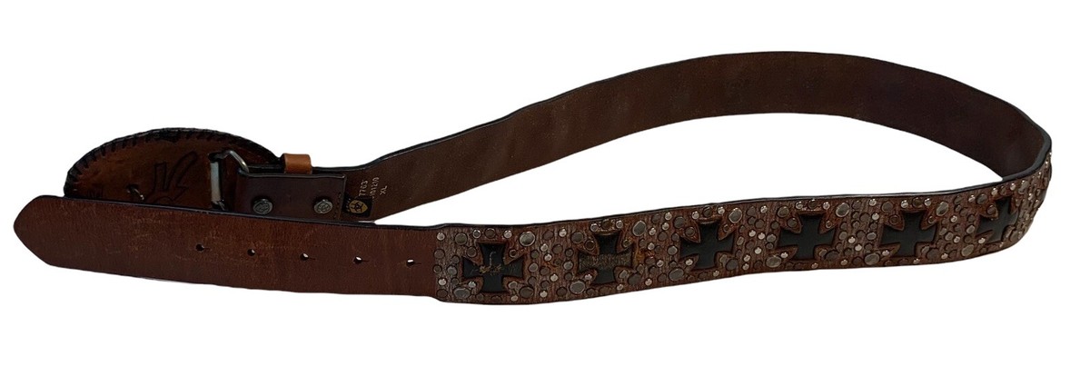 Gorgeous-Ariat Brown Leather Belt with Iron Crosses and  display picture 1