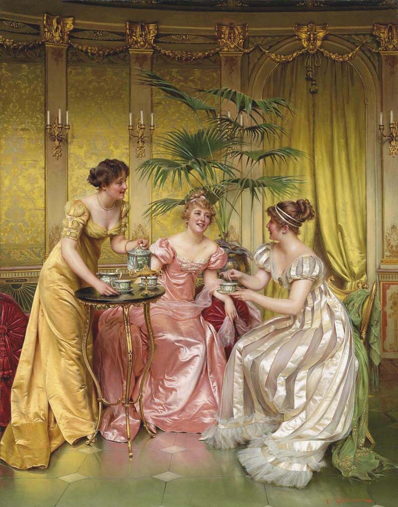 Charles Joseph Frederic Soulacroix Afternoon Tea For Three Canvas