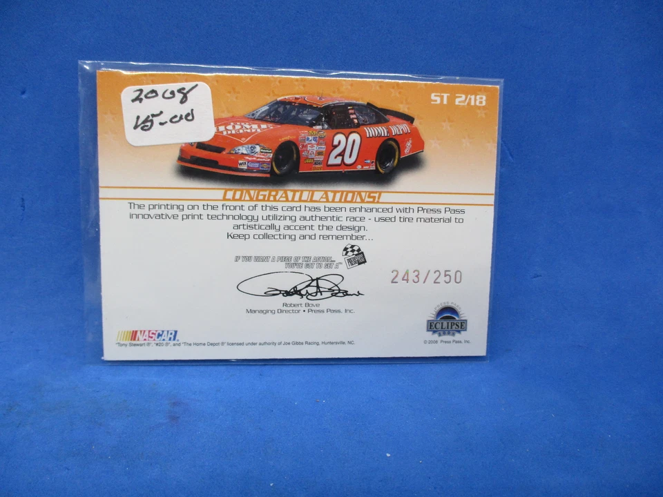 2008 Press Pass Eclipse Star Tracks Tony Stewart #ST2 - Image 2 of 2