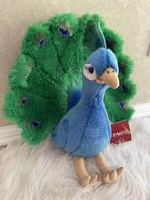 14 FAO Schwarz Toys R Us Plush Peacock Bird 2014 Blue Green Stuffed Animal