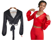 Harmonie Ballet Dance Wrap Top in Black Size S New With Tags