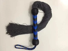 Genuine Cowhide leather Blue and Black With Rubber Tails Flogger Bull Whip