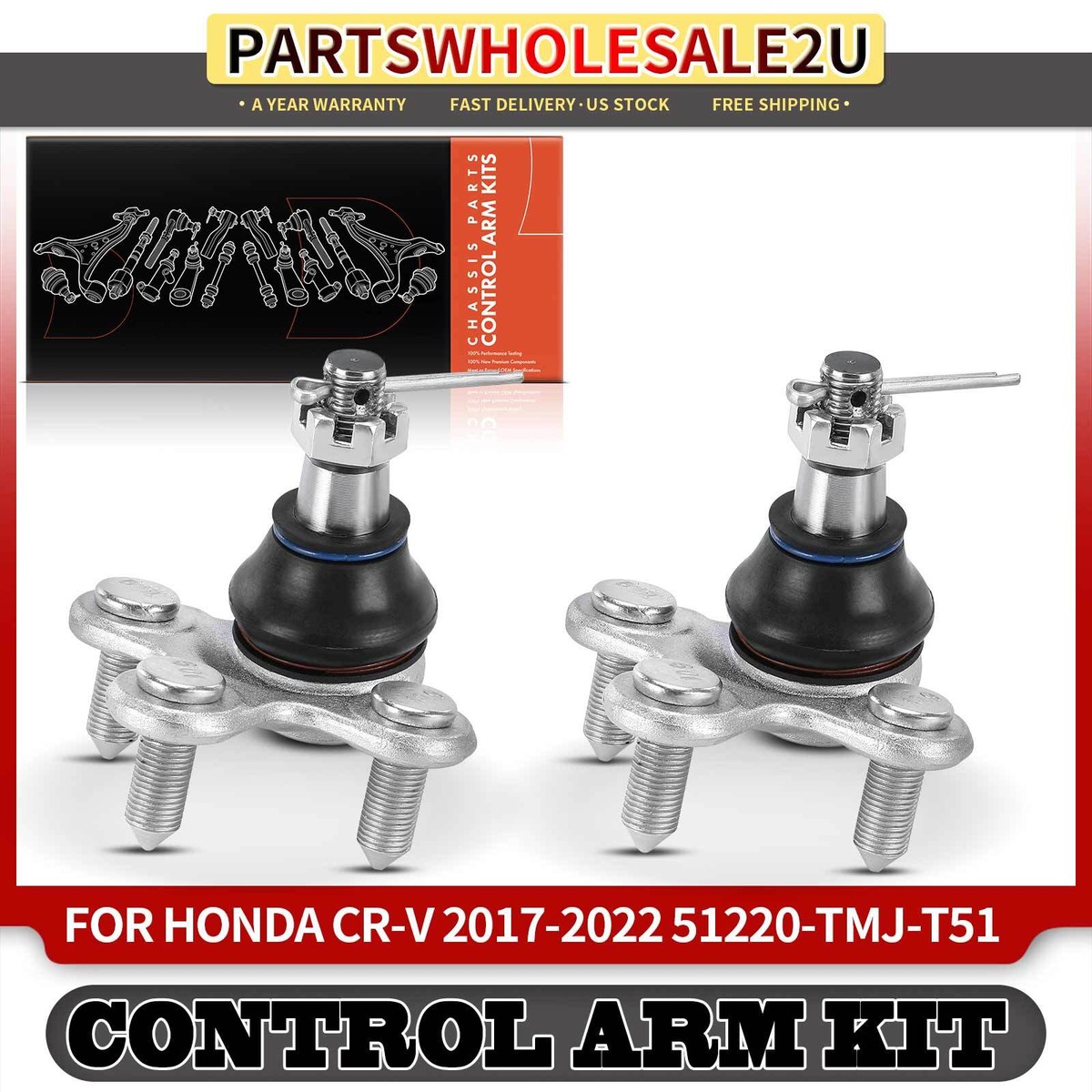 2x Front Left & Right Lower Ball Joints for Honda CR-V 2023-2024