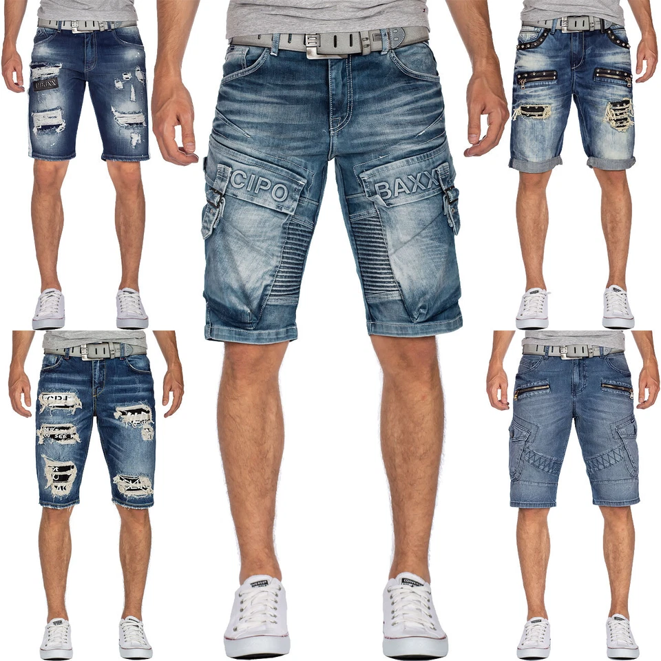 Cipo & Baxx Herren Jeans Shorts Capri Kurze Hosen Bermuda Destroyed Auffällig - Bild 1 von 1