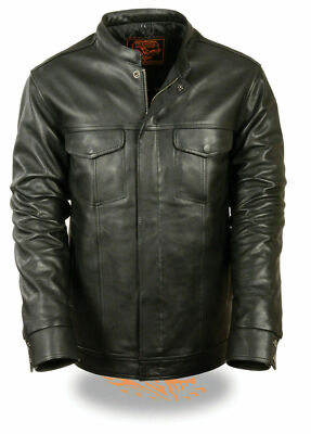 Men's Hot Westren Trucker Real Black Soft Lambskin Leather Jacket Biker Style