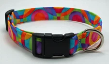 Bright Geometric Fabric Nylon Dog Collar Adjustable Handmade Custom Designer