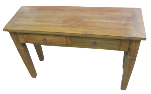 Consola De Teak Macizo 120X40X80H – Mueble Étnico Artesanal Con 2 Cajones - Imagen 4 de 7