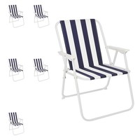 Campingstuhl Blau/Weiß Gestreift 6Er Set Klappstuhl Anglerstuhl Faltstuhl