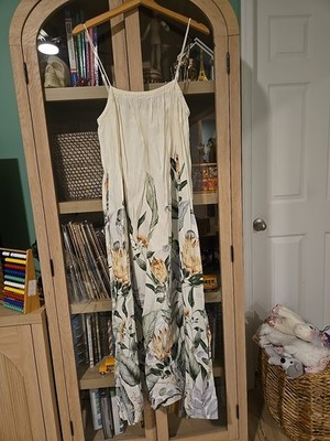 H&M Maxi Summer Dress White Floral Linen Blend Sleeveless Lined Size S |  eBay