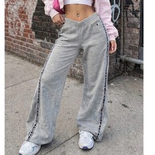 Champion Vintage Reverse Weave Gray Flare Snap Side Spell Out Tape Sweats- XS