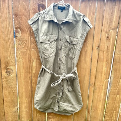 Banana Republic Green Linen Blend Shirt Dress Olive Green Size Medium | eBay