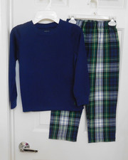 NWT 2pc Polo Ralph Lauren Blue Green Plaid Pants Pajamas sz 6 or 7