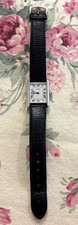 Vintage 1988 Cartier Must de Tank Quartz Sterling Roman Dial Black Leather Strap