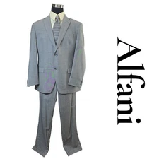 Alfani Mens Gray Plaid Wool Suit Separates Jacket and Pants Size 44R
