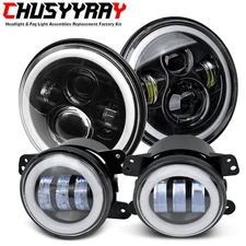 7" LED Headlamp Headlights 4'' Fog Lights for Freightliner Coronado 2001-2016