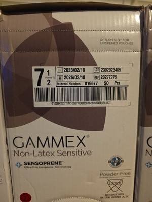 50-Pairs (1 box) Ansell GAMMEX Non LATEX Pl Surgical Gloves Size7 1/2 PowderFree